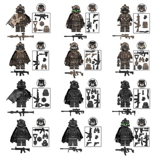 适用于乐高军事阿尔法雪豹特种兵空勤狙击手侦察士兵武器积木人仔