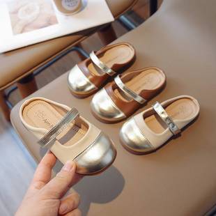 儿童包头半拖鞋女童外出洋气凉拖鞋2023夏季新款外穿时尚软底小孩
