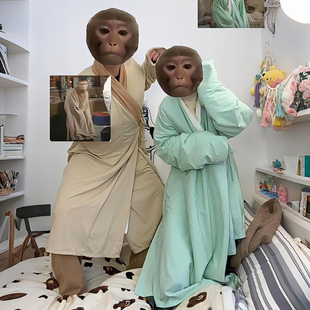 孙悟空睡衣猴哥道袍可外穿中式加棉袍子吗喽中长款棉服秋冬家居服