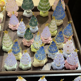 景德镇转转摆件玻璃圣诞树烧玻璃陶瓷旋转拉丝琉璃家居客厅装饰品