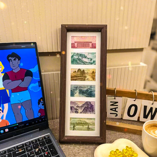 相框空框六联框摆台多金画框大好河山人民纪念币展示框送朋友礼物