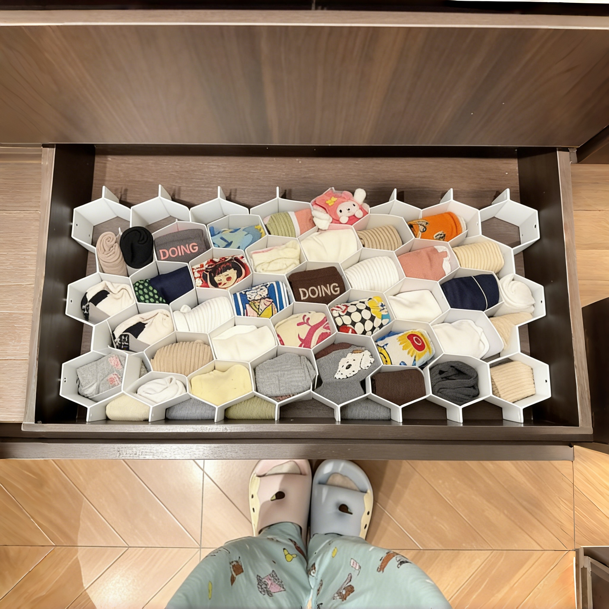 【收纳神器】蜂窝袜子抽屉分隔板内衣内裤整理收纳盒免安装分格片
