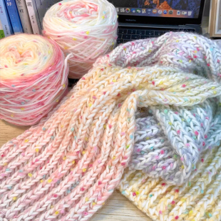 情人节渐变围巾手工diy编织材料包针织毛线打发时间送女生的礼物