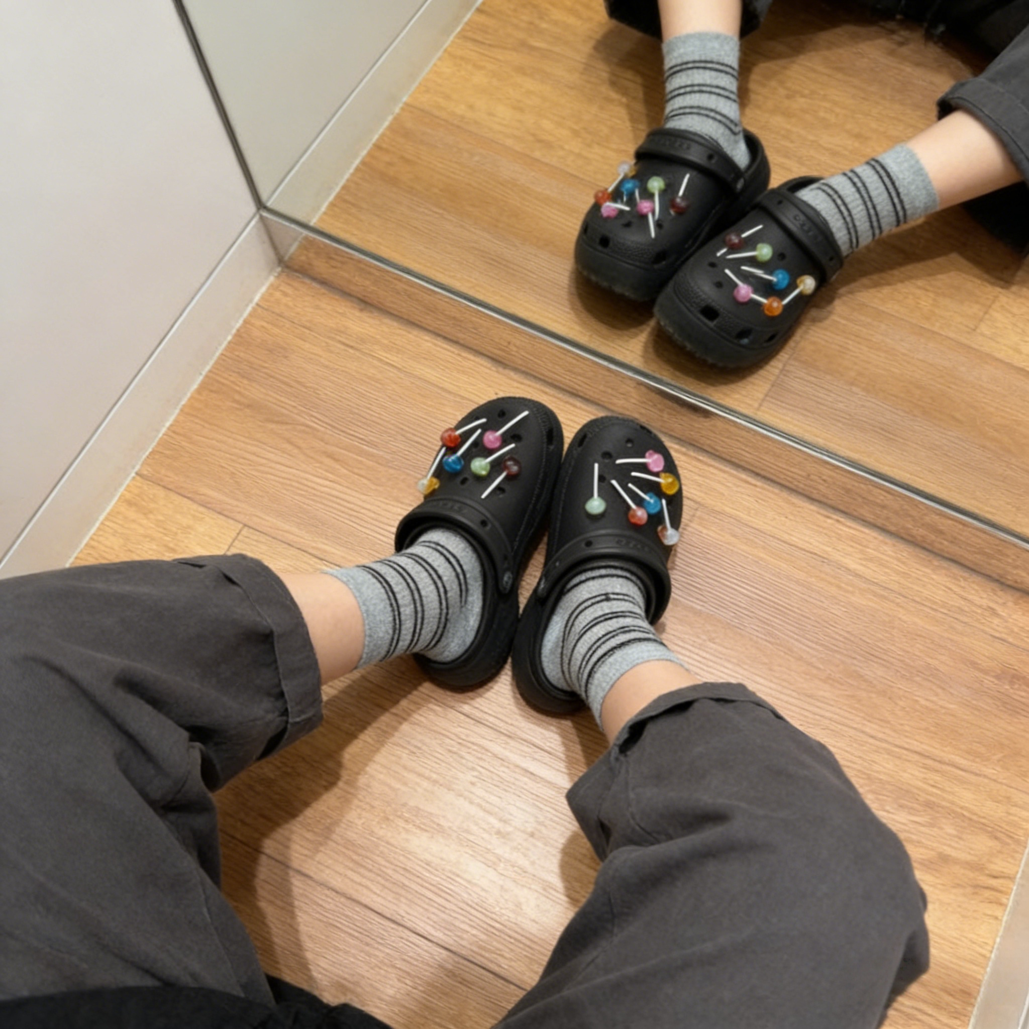 多巴胺棒棒糖洞洞鞋鞋花手工diy装饰品配件可拆卸高级感立体鞋扣