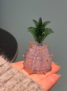 烧制玻璃菠萝圣诞树拉丝琉璃桌面客厅卧室居家装饰摆件成品彩玻璃