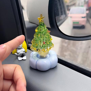 景德镇转转摆件玻璃圣诞树烧玻璃陶瓷旋转拉丝琉璃家居客厅装饰品