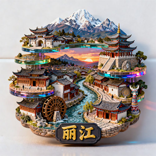 中国城市丽江金属冰箱贴文创礼物
