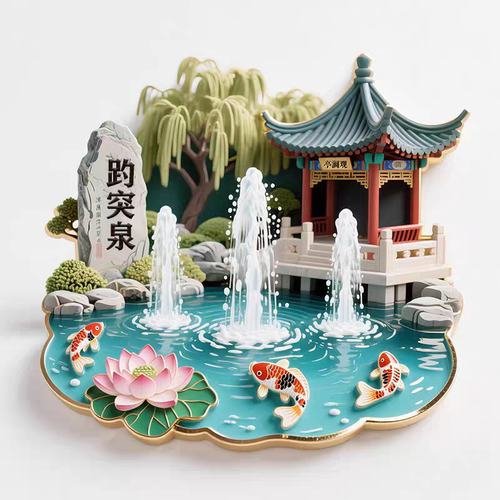 中国景点趵突泉金属冰箱贴纪念品
