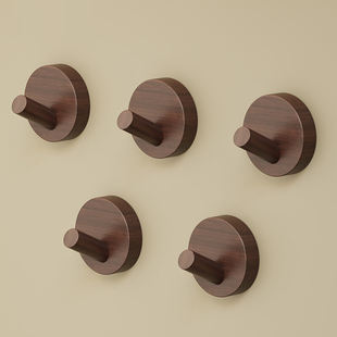 黑胡桃实木挂钩免打孔强力粘胶进门玄关门后挂衣钩浴室毛巾衣帽钩