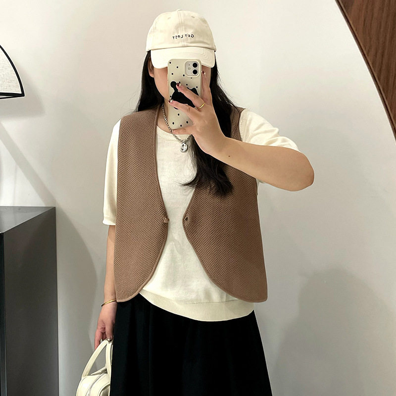 大码女装v领外搭无袖上衣女针织衫2026秋款胖mm宽松背心马甲22697