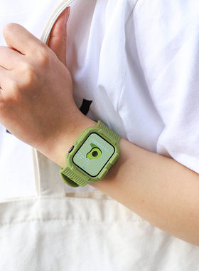 牛油果绿色iwatch透明一体硅胶适用于苹果手表表带运动1234567se