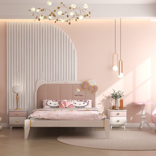 cicimia 凯蒂猫女孩公主床实木儿童床hellokitty授权原创设计1米8