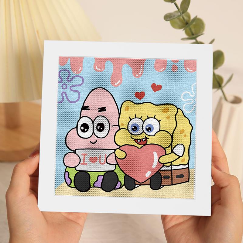 爱心2024年十字绣新款线绣客厅萌版海绵宝宝派大星礼物自己绣2025