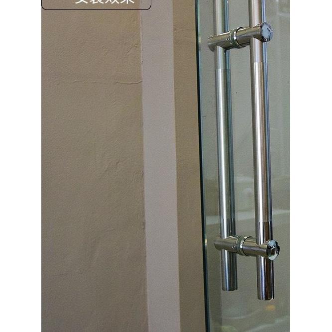 玻璃门拉手不锈钢孔距可调节32圆管加厚对装地弹门大门木门把手