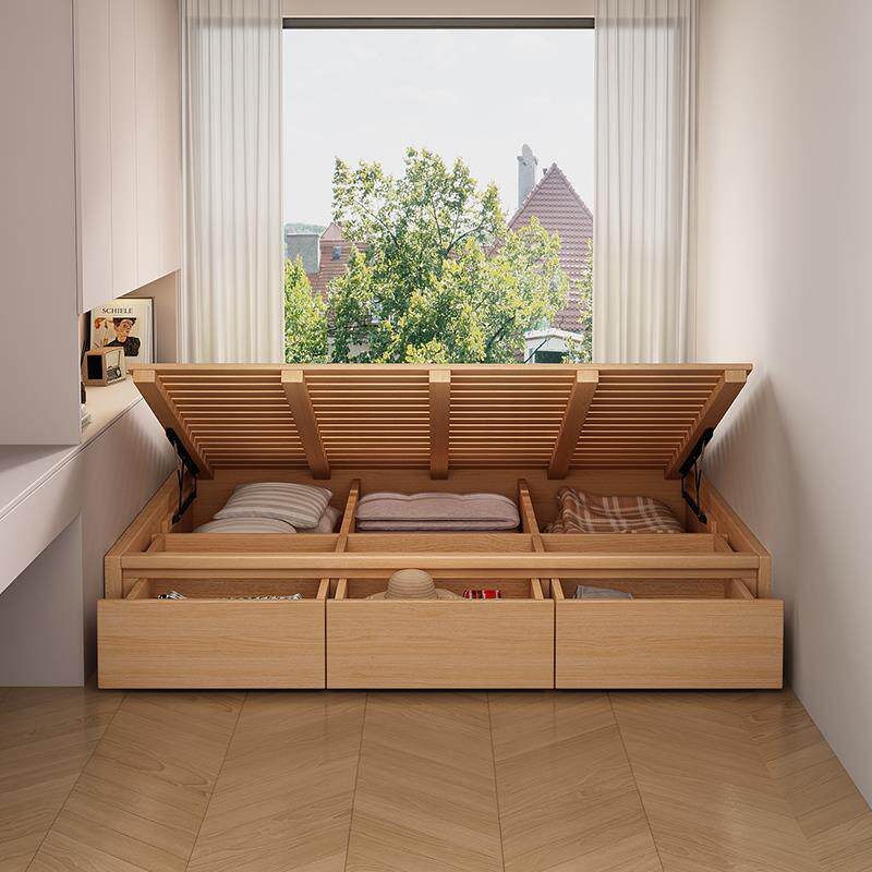 实木榻榻米床1米2高箱收纳床定制小户型带抽屉收纳床地台无床头床