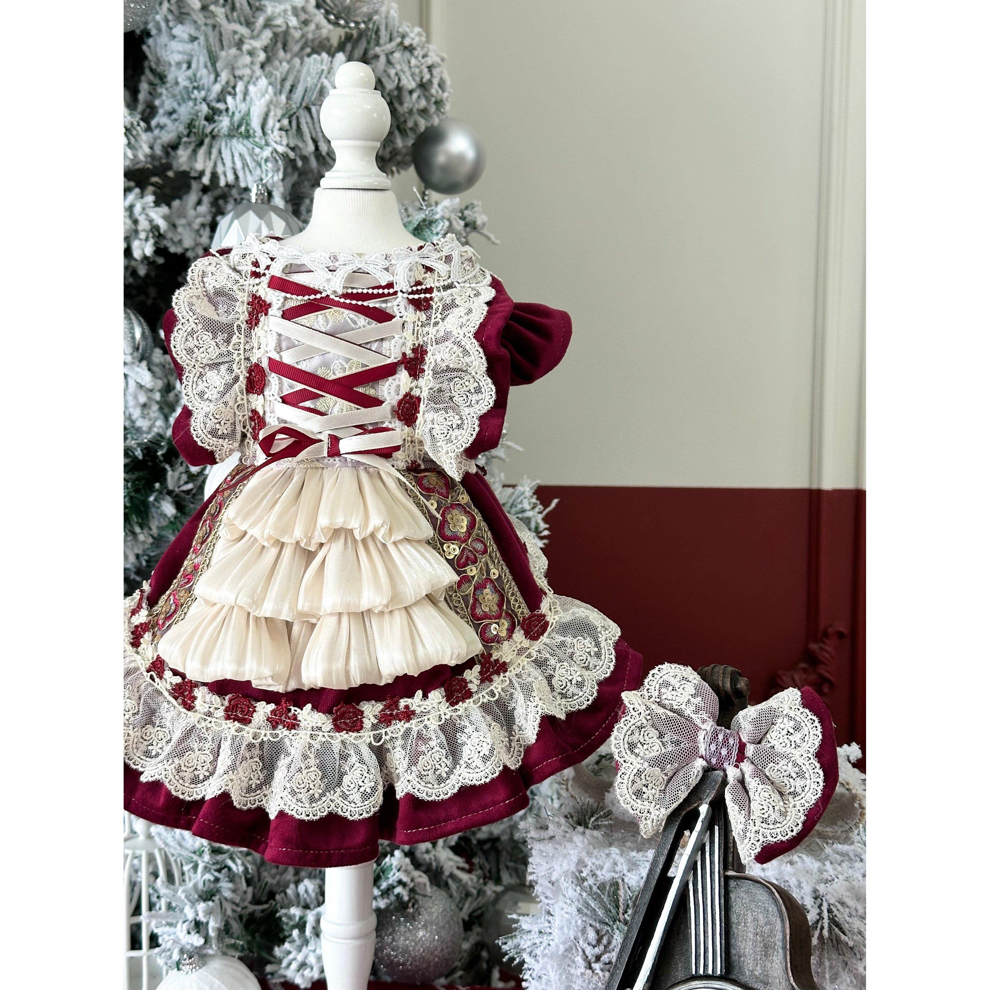 AW宠物圣诞节金色华年小型犬狗狗博美新年战袍猫咪轻奢公主风格群