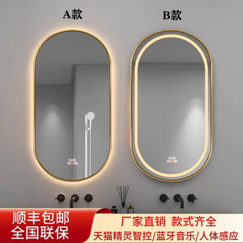椭圆形铝框LED带灯带框浴室镜