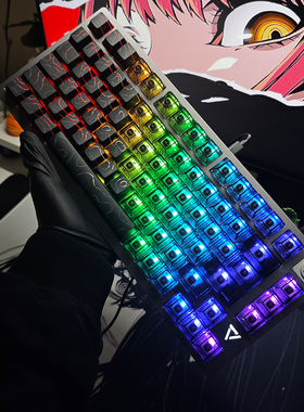 JET75黑色等高线4.0键帽侧透明双拼磁轴满改mad68/ace68/蜘蛛网