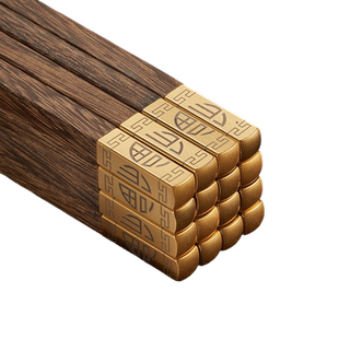 高档鸡翅木筷子方形拼福家庭用新款商用防滑无漆无蜡实木礼盒装