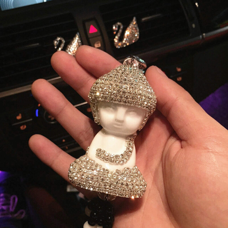 汽车挂件水晶佛汽车挂饰车上平安符车饰品车用后视镜吊坠创意礼品