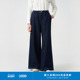 环保棉靛蓝染斜纹梨形休闲阔腿裤 klee 25春女装 K0251PA18