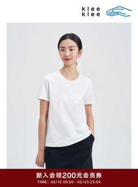 klee klee2026早春新款女装全程认证环保棉休闲短袖T恤K0261TS04