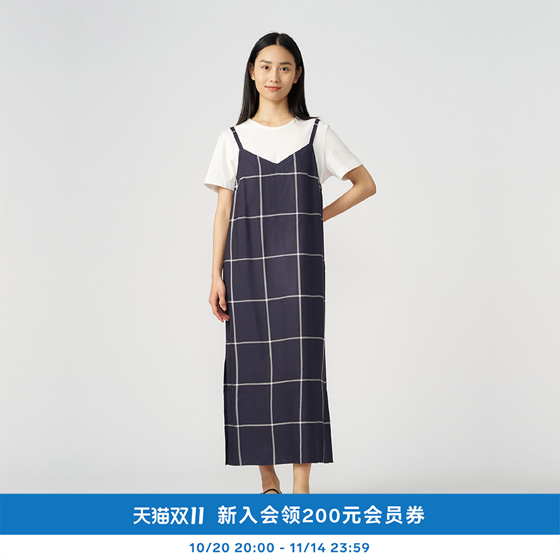 kleeklee真丝斜纹格子连衣裙