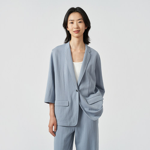 环保棉薄拉架八分袖西装