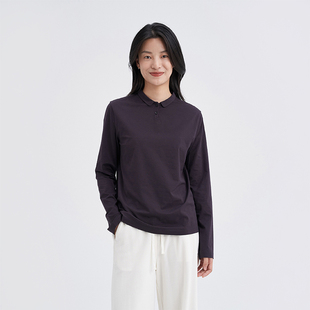 职场环保棉弹力POLO领休闲长袖 T恤K0253TS11 klee秋冬女装 klee