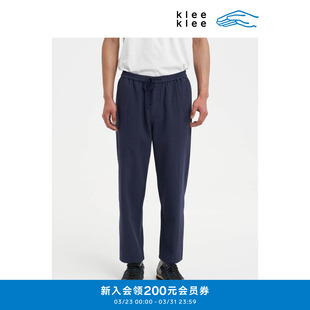 亚麻棉蓝布松紧腰休闲锥裤 男装 K1261PA09 klee2026早春新款 klee