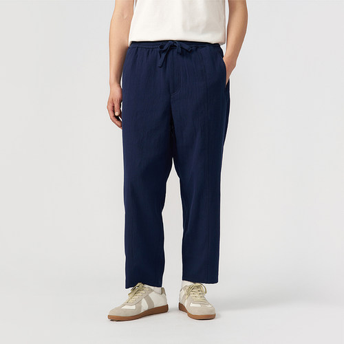 kleeklee粗纱棉麻锥裤