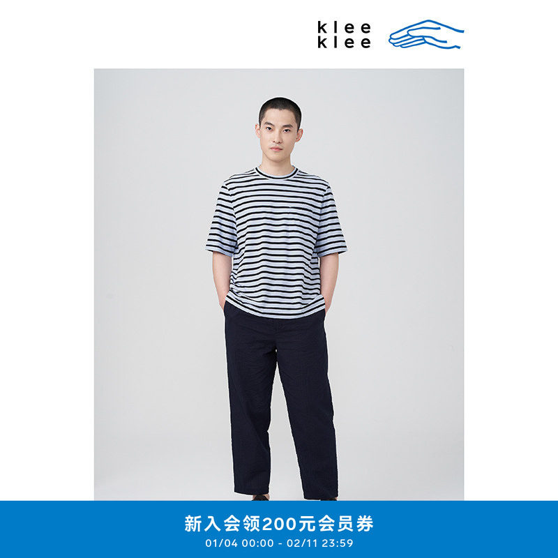 klee klee环保棉条纹贴袋合身短袖T恤K1221TS04,男装,T恤,淘宝优惠券,粉丝福利购,淘宝优惠卷