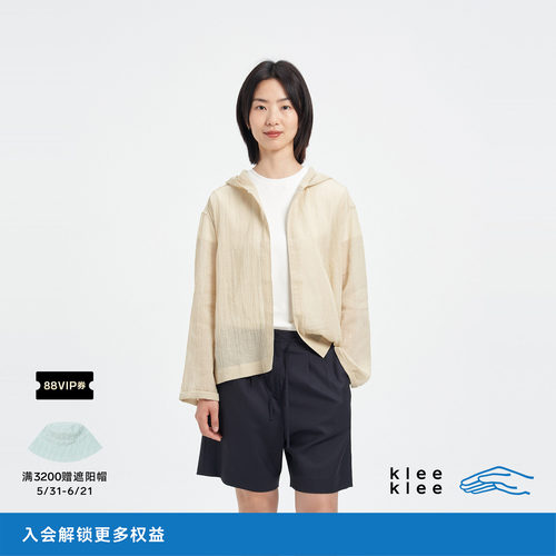 kleeklee环保棉薄棉麻连帽外套