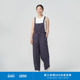 环保棉肌理感轻薄休闲阔宽松腿背带裤 klee klee25春女装 K0251PA16