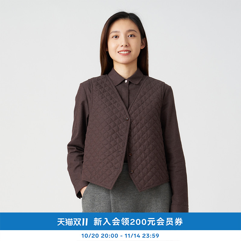 kleeklee羊绒丝羽绒咖色马甲