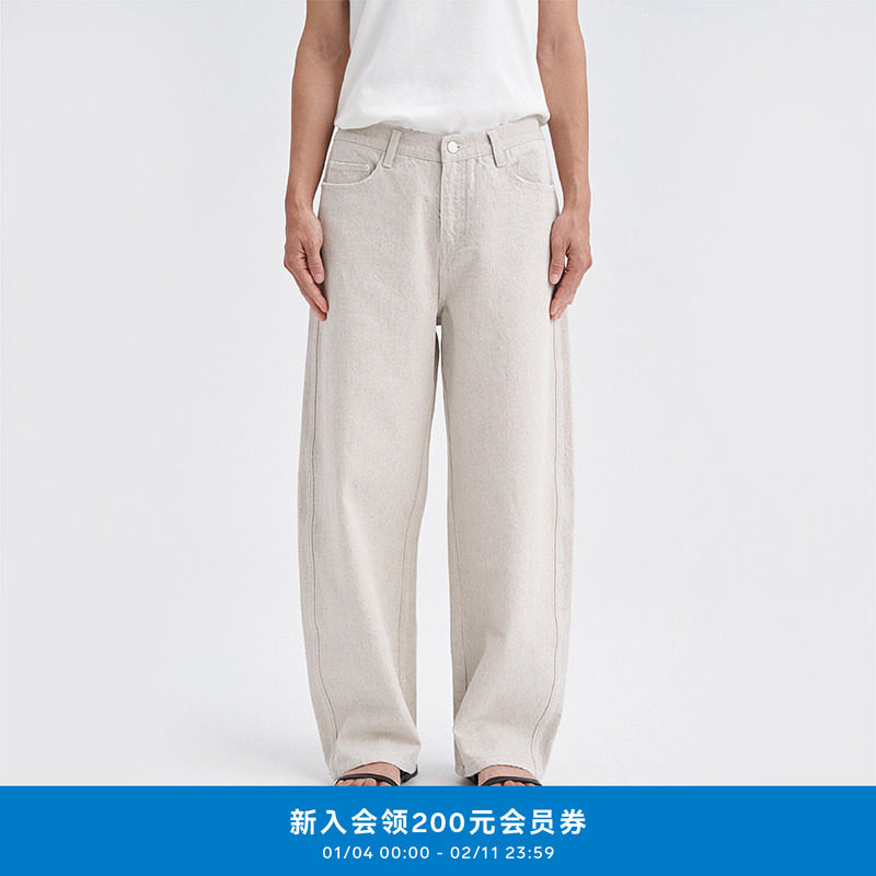 klee klee25春新款女装环保棉麻白弯刀休闲宽松牛仔裤K0253PA24,女装/女士精品,牛仔裤,淘宝优惠券,粉丝福利购,淘宝优惠卷