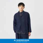 外套K1251SU01 羊毛麻条纹蓝布合体百搭休闲西装 klee klee25春男装