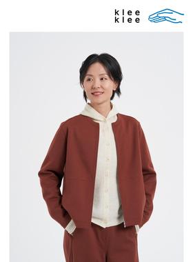  klee klee2026早春新款女装环保棉厚针织拉链夹克外套K0261JA02