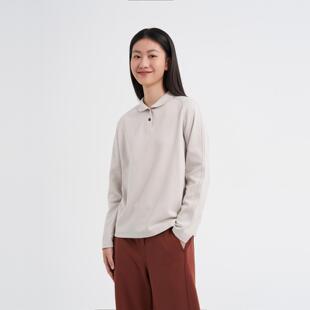 女士环保棉小翻领直身针织休闲卫衣26春夏新款 klee卫衣 klee