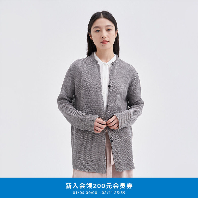 klee klee25春女慵懒风纸纱卷边立领内搭休闲长开衫外套K0253KJ01,女装/女士精品,毛针织衫,淘宝优惠券,粉丝福利购,淘宝优惠卷