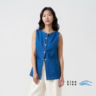 kleeklee环保棉牛仔长马甲