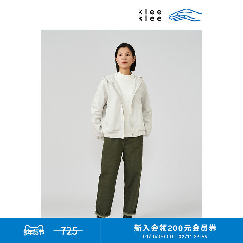 klee klee女装环保棉单穿针织布拉链外套轻运动卫衣K0221JA01,女装/女士精品,短外套,淘宝优惠券,粉丝福利购,淘宝优惠卷