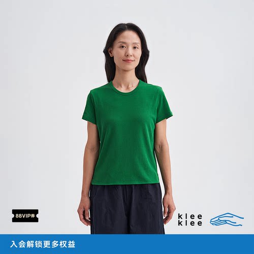 kleeklee环保棉薄鱼鳞短袖T恤