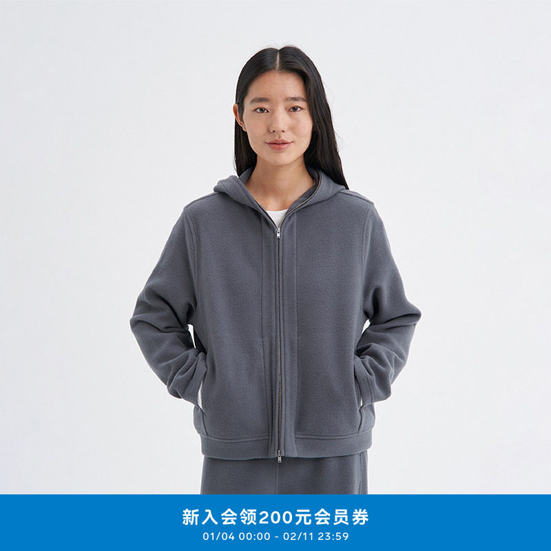 klee klee25冬新款女装环保棉羊毛绒感连帽拉链开衫外套K0253JA04,女装/女士精品,短外套,淘宝优惠券,粉丝福利购,淘宝优惠卷