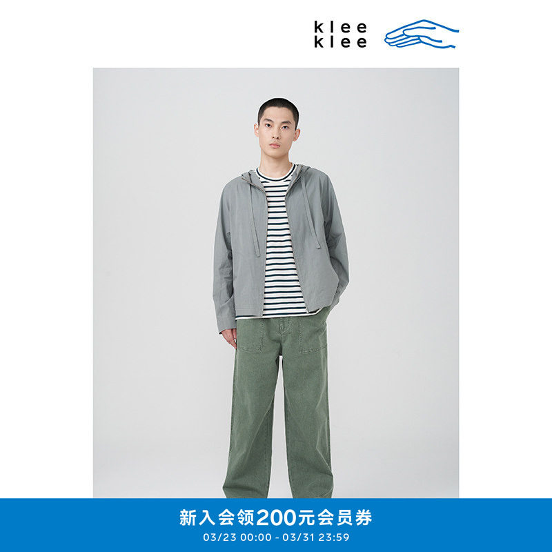 klee klee春夏男装环保棉盐缩棉布日常实穿松弛休闲连帽拉链夹克