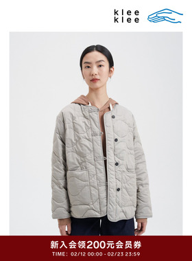 klee klee2026早春新款女装环保棉经纬异色轻薄羽绒小袄K0261JA03