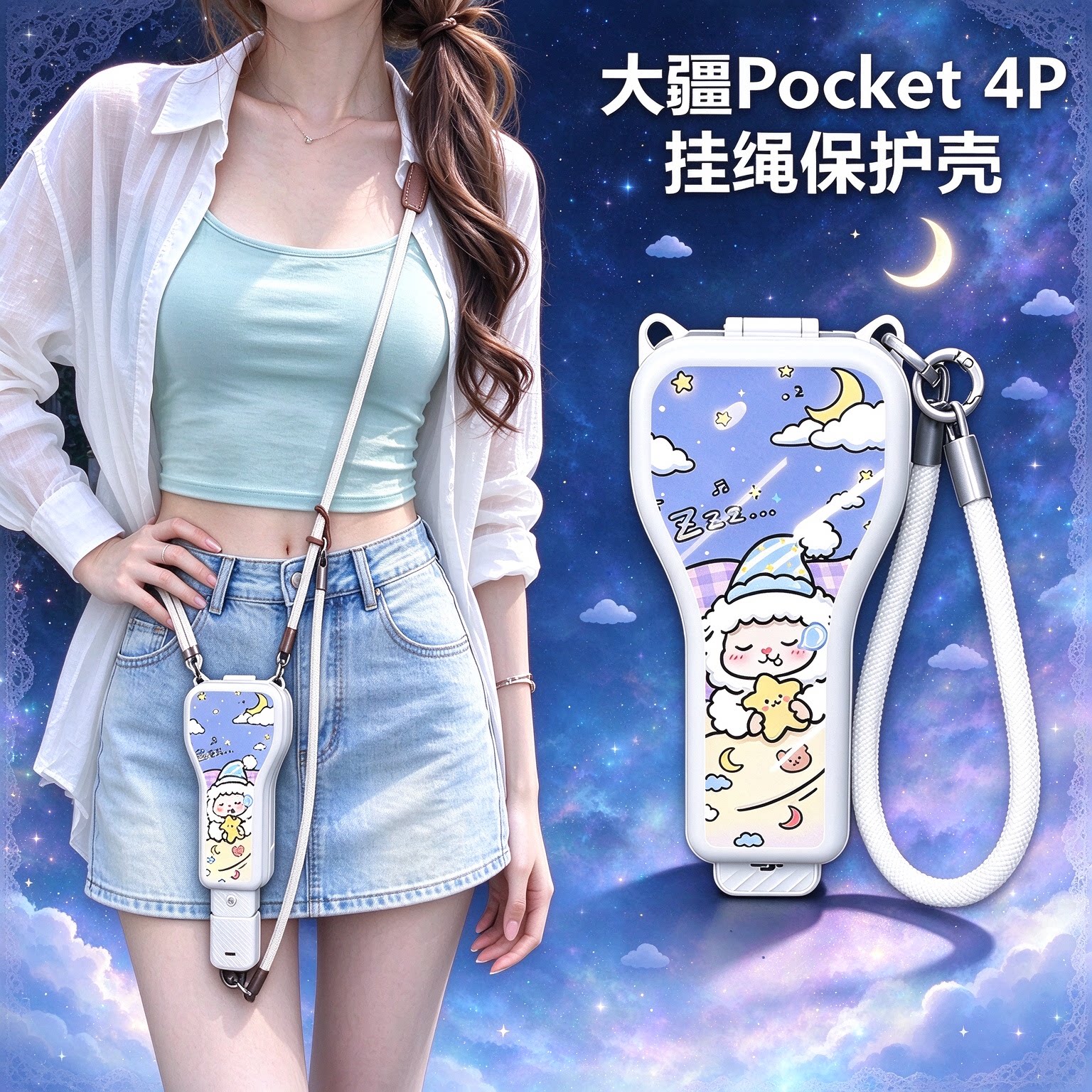 适用大疆pocket4p保护套带挂绳便携防丢pocket4pro保护壳斜挎可背脖子可调节4pro收纳包装盒罩4p相机配件翻盖