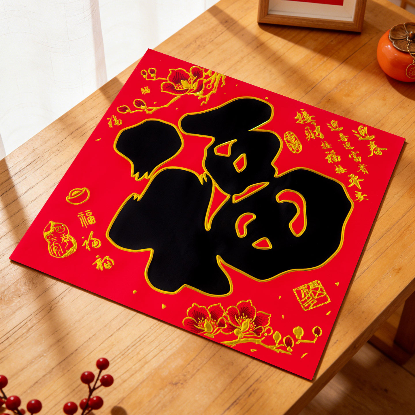 福字帖新年门贴烫金烫黑