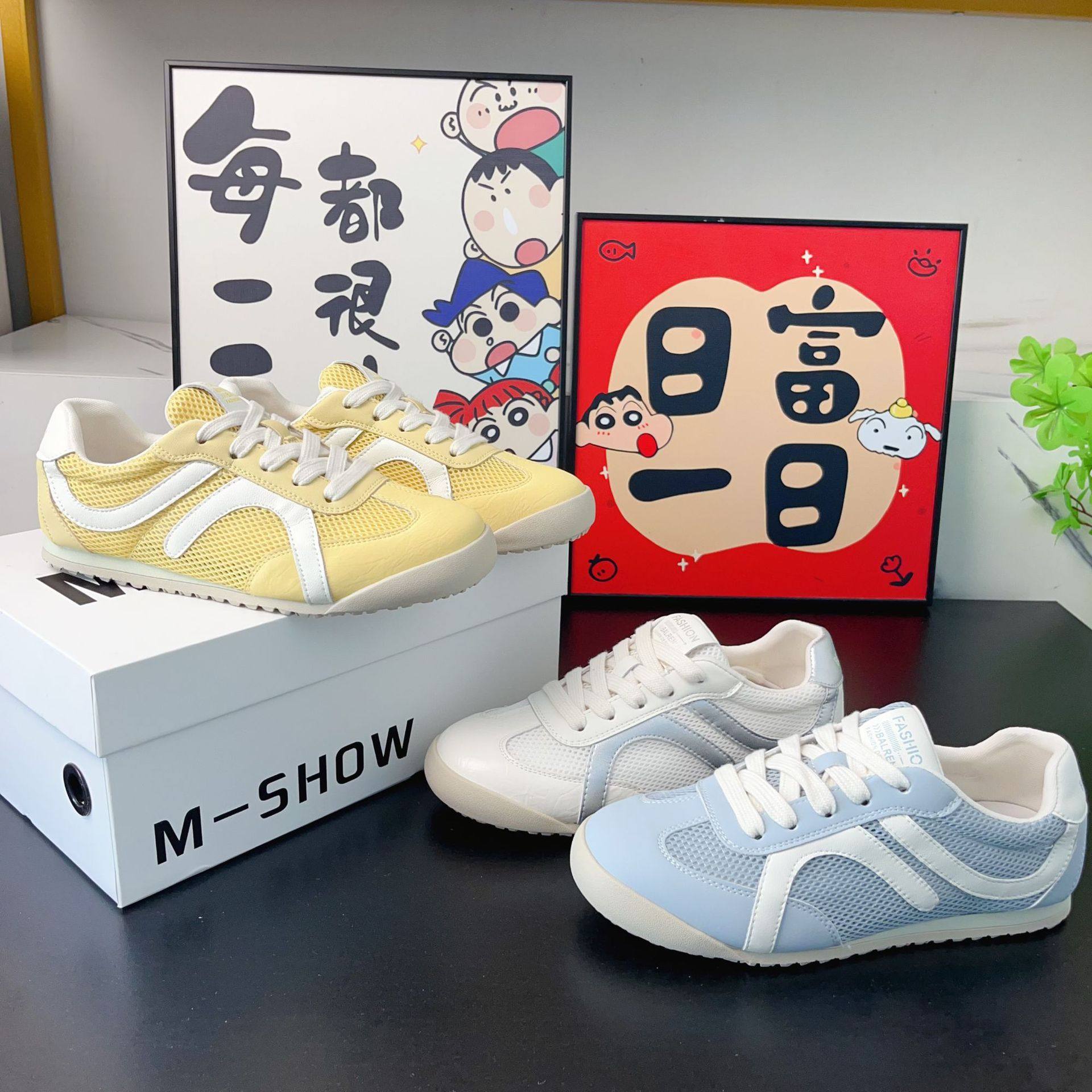真皮网面阿甘鞋女2025夏季新款休闲拼色透气运动德训鞋女平底网鞋