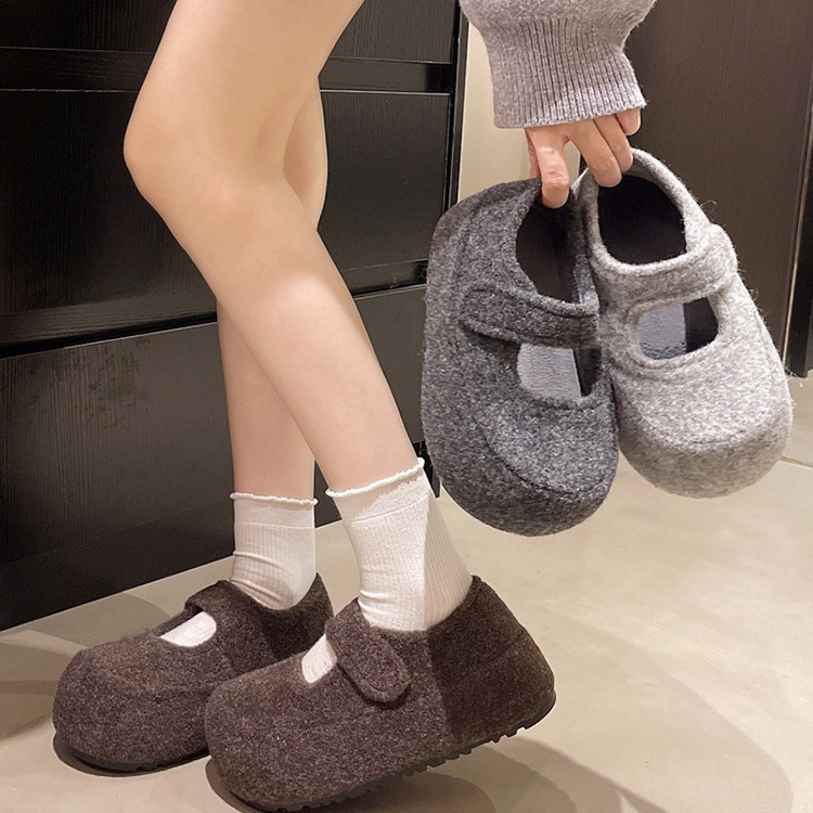 毛呢勃肯鞋女2025秋冬季新款